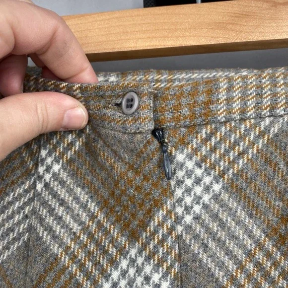Vintage B. Moss Maxi Skirt Womens 4 Y2K 90s Brown Plaid Wool Blend Academia - Picture 6 of 16